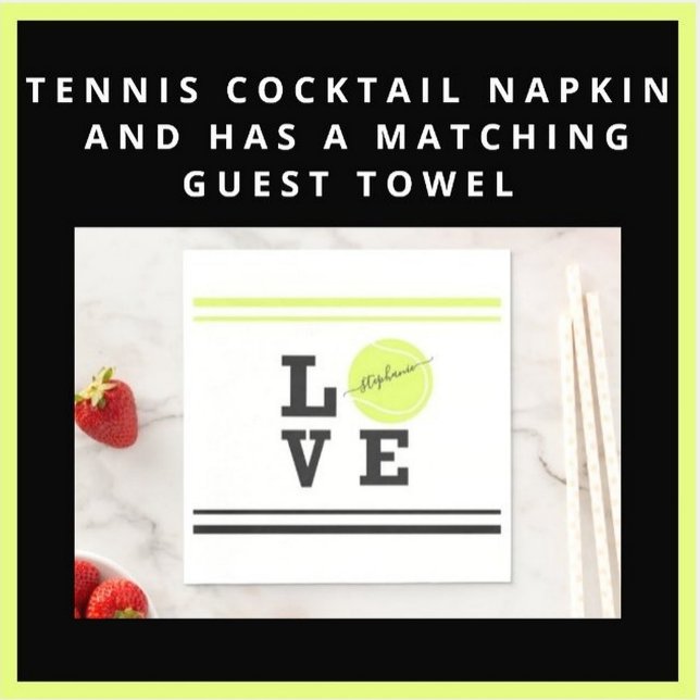 Custom Text Tennis Ball Racket Party  Napkin (Creator Uploaded)