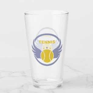 Custom Text Tennis Ball with Wings Glass