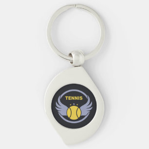 Custom Text Tennis Ball with Wings Key Ring