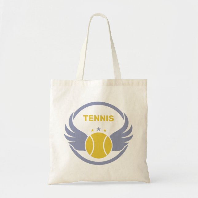 Custom Text Tennis Ball with Wings Tote Bag (Front)