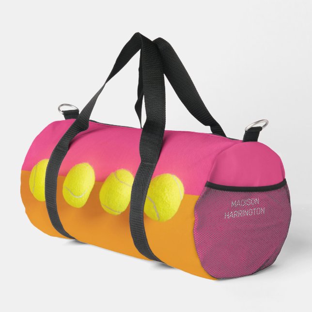 Custom Text Tennis Balls Duffle Bag (Right Corner)