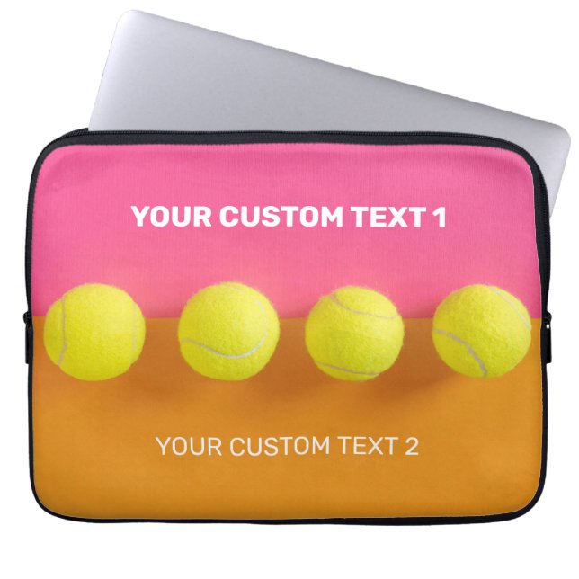 Custom Text Tennis Balls Laptop Sleeve (Front)
