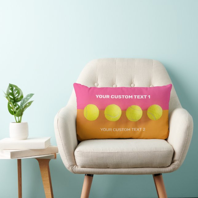 Custom Text Tennis Balls Lumbar Cushion (Chair)