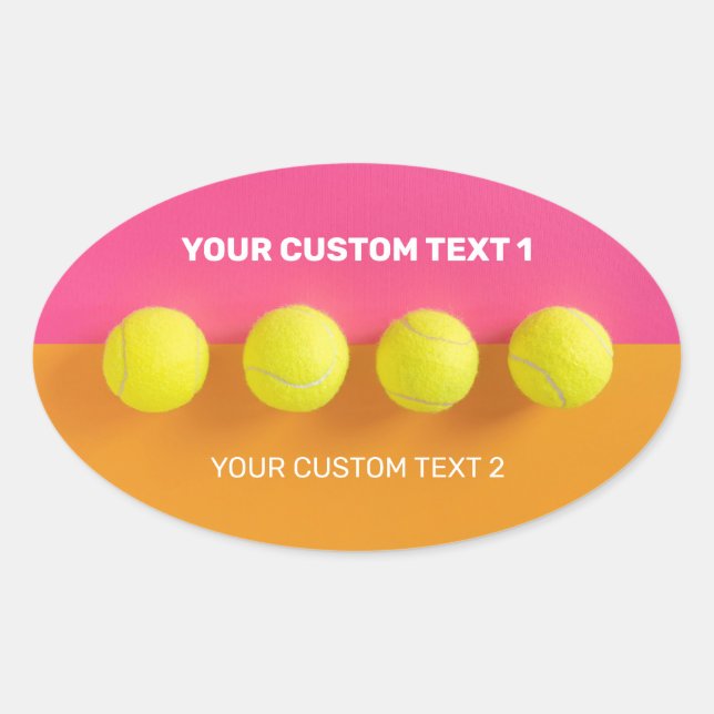 Custom Text Tennis Balls Oval Sticker (Front)