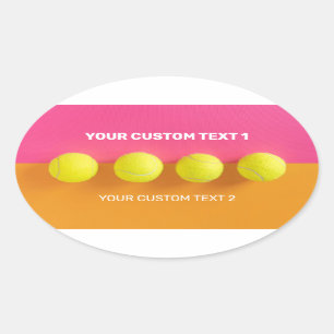 Custom Text Tennis Balls Oval Sticker