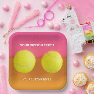 Custom Text Tennis Balls Paper Plate