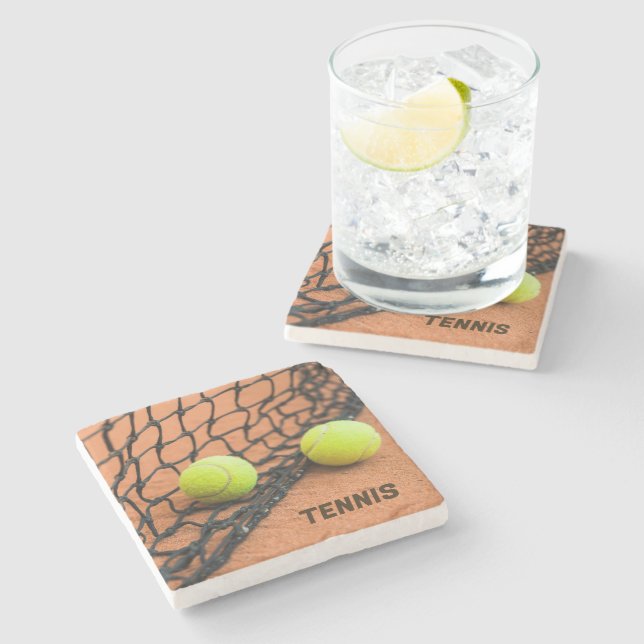 Custom Text Tennis Balls Stone Coaster (Side)