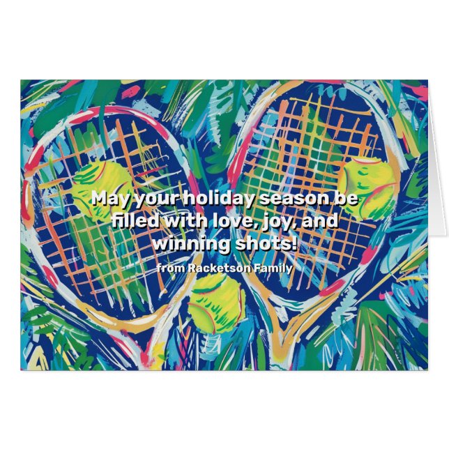 🎾🎄Custom text, Tennis Holiday Tennis Cheer (Front Horizontal)
