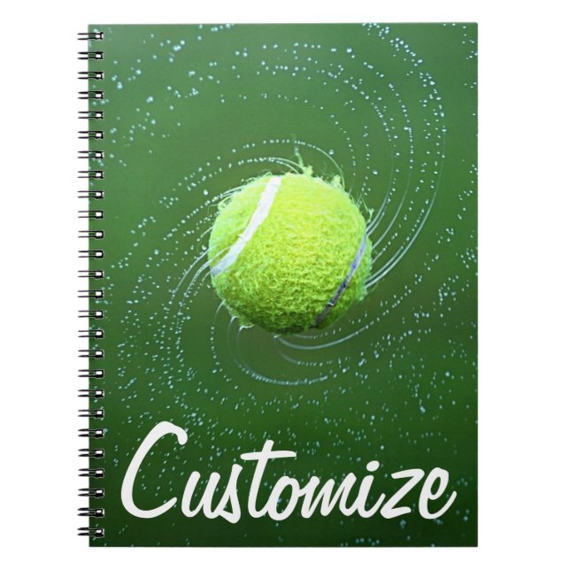 Custom Text Tennis Player Spiral Notebook (Front)