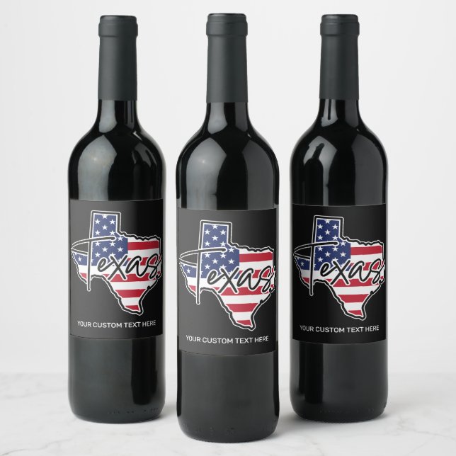 Custom Text Texas Wine Label (Bottles)