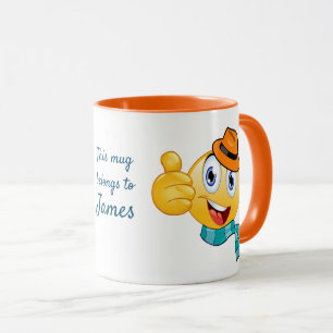 Custom Text Thumbs up Emoji with Hat and Scarf Mug
