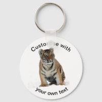 Custom Text Tiger Cub in the Snow