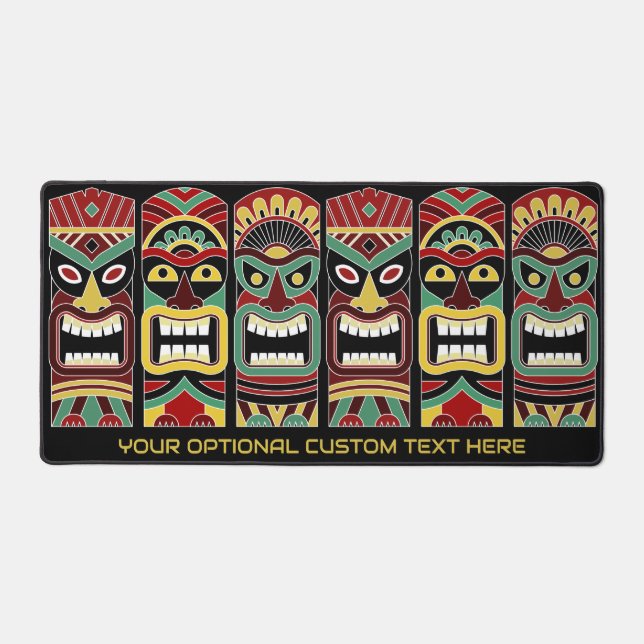 Custom Text Tiki Totems Desk Mat (Front)
