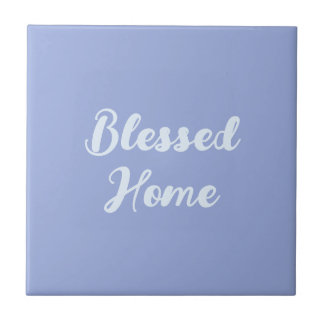 Custom text to Mediterranean blue frame and lemons Ceramic Tile