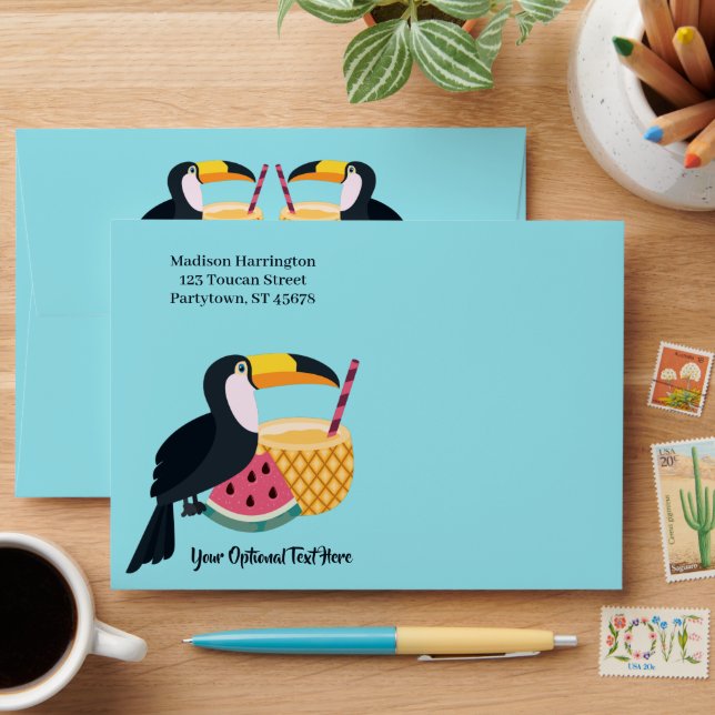 Custom text Toucan Illustration Envelope (Desk)
