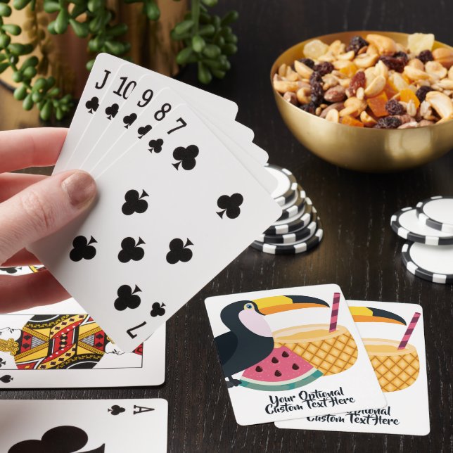 Custom text Toucan Illustration Playing Cards (In Situ)