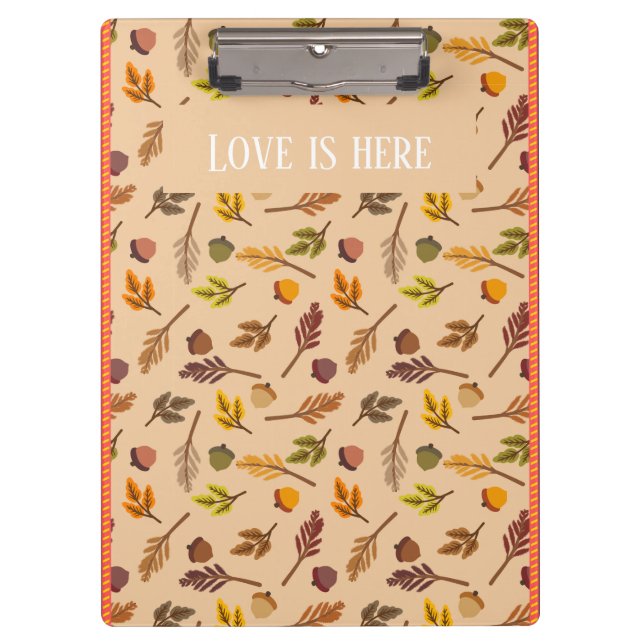 Custom text Trendy autumn background orange frames Clipboard (Front)