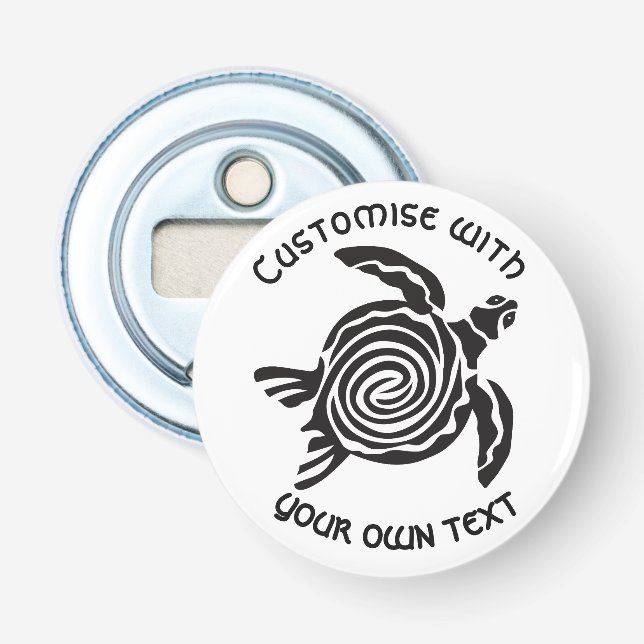 Custom Text Tribal Turtle Design Bottle Opener (Front)