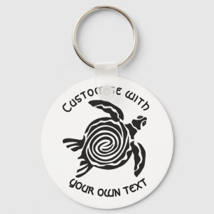 Custom Text Tribal Turtle Design  Key Ring