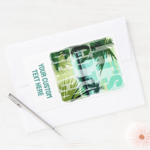 Custom Text Tropical Beach Rectangular Sticker