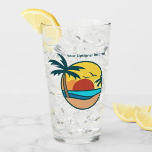 Custom Text Tropical Beach Sunset Glass