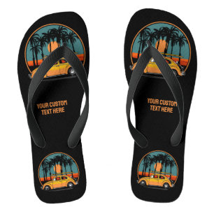 Custom Text Tropical Beach Sunset Thongs