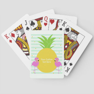Custom Text Tropical Flamingos Playing Cards