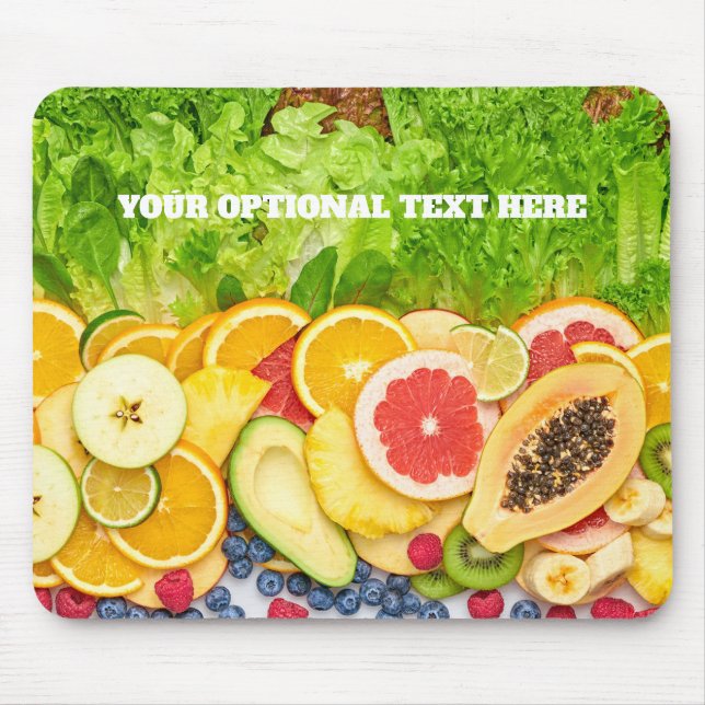 Custom Text Tropical Fruits Mouse Pad (Front)