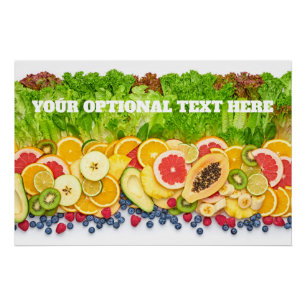 Custom Text Tropical Fruits Poster