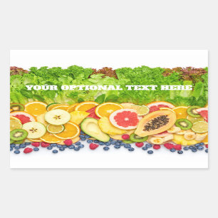 Custom Text Tropical Fruits Rectangular Sticker