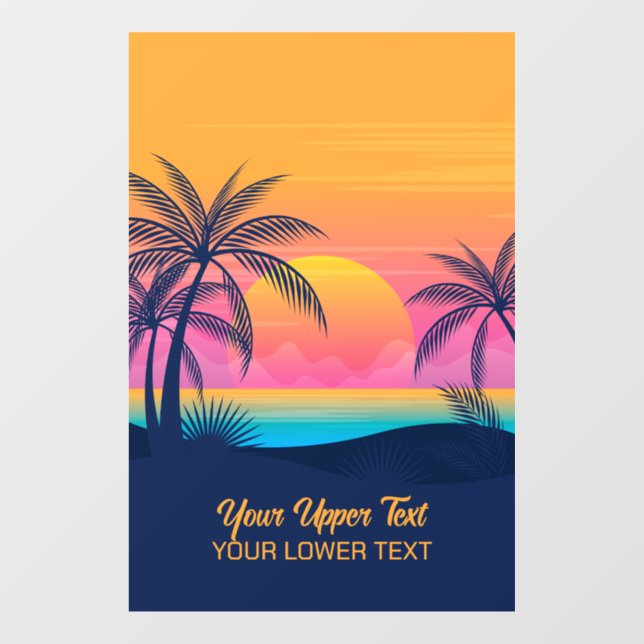 Custom Text Tropical Island Sunset (Sheet)