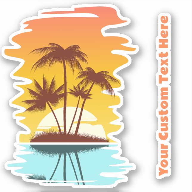 Custom Text Tropical Island Sunset (Front)