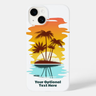 Custom Text Tropical Island Sunset Case-Mate iPhone 14 Case