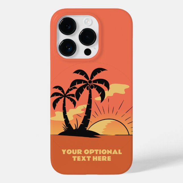 Custom Text Tropical Island Sunset Case-Mate iPhone Case (Back)