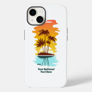 Custom Text Tropical Island Sunset iPhone 14 Case