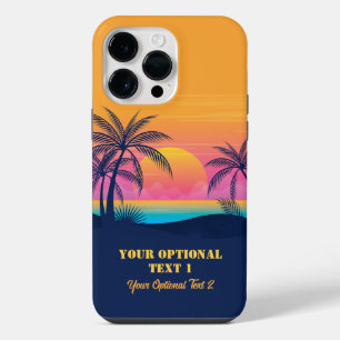 Custom Text Tropical Island Sunset iPhone 14 Pro Max Case