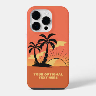 Custom Text Tropical Island Sunset iPhone 14 Pro Case