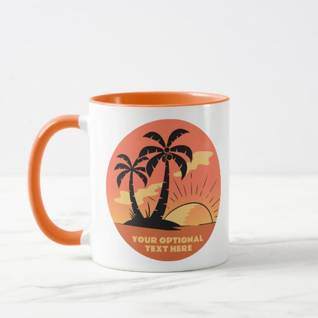 Custom Text Tropical Island Sunset Mug (Left)