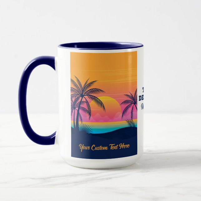 Custom Text Tropical Island Sunset Mug (Left)