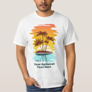 Custom Text Tropical Island Sunset T-Shirt