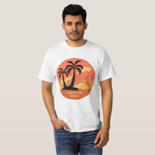 Custom Text Tropical Island Sunset T-Shirt