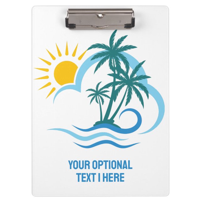 Custom Text Tropical Islands Clipboard (Front)