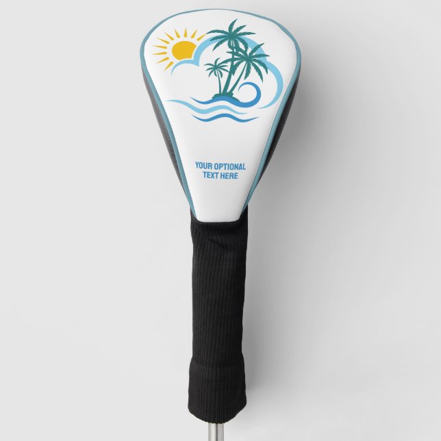 Custom Text Tropical Islands Golf Head Cover (Front)