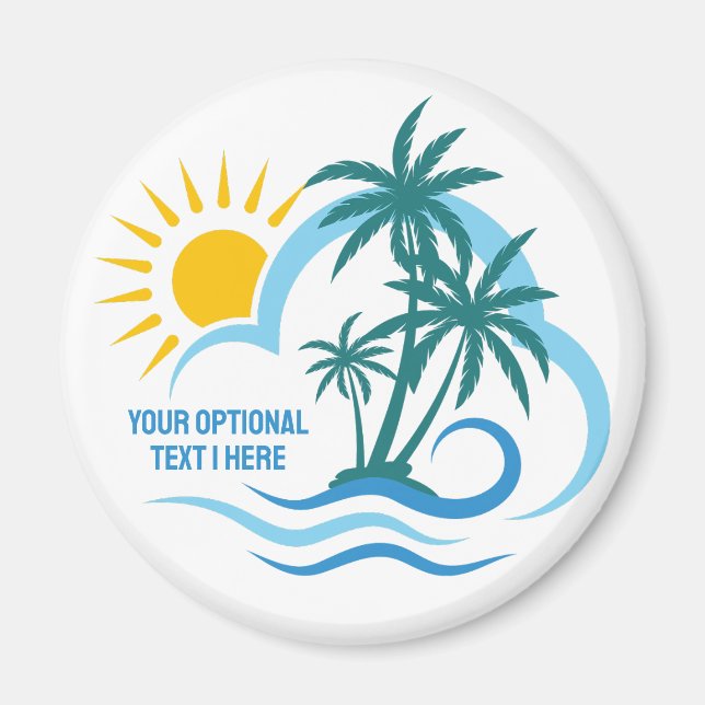 Custom Text Tropical Islands Magnet (Front)