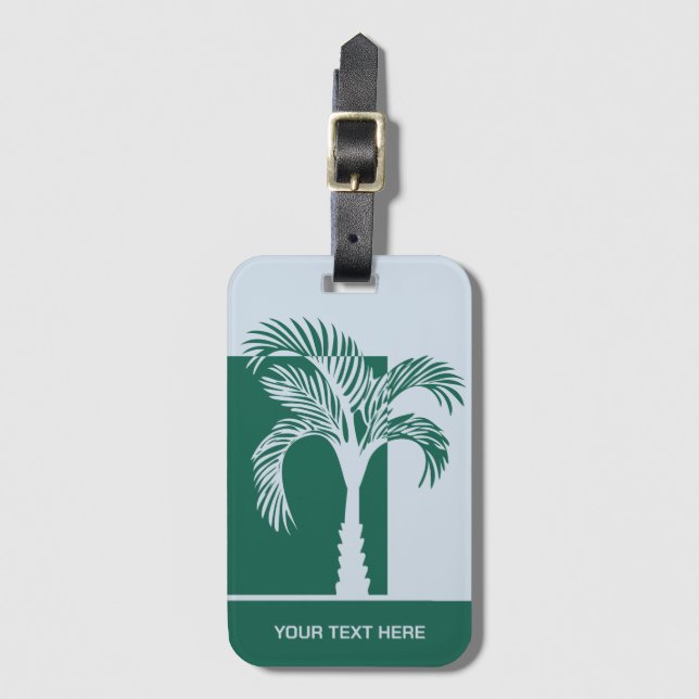 Custom Text Tropical Palm Tree Luggage Tag (Front Vertical)
