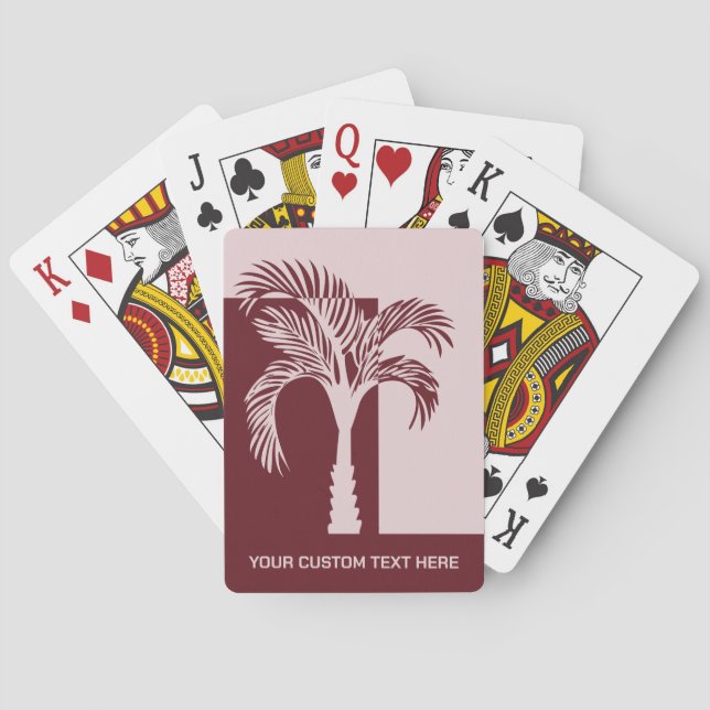Custom Text Tropical Palm Tree Playing Cards (Back)