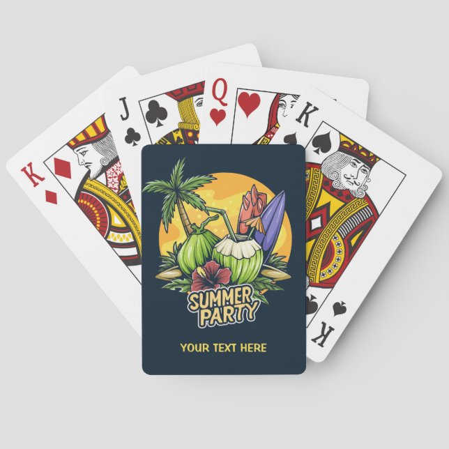 Custom Text Tropical Summer Party Playing Cards (Back)