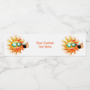 Custom Text Tropical Sun Water Bottle Label