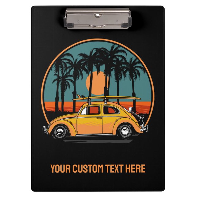Custom Text Tropical Sunset Clipboard (Front)