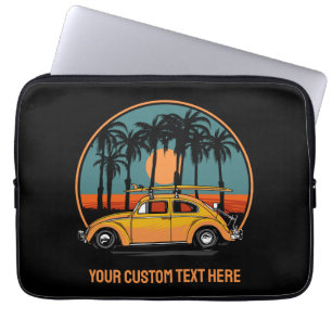Custom Text Tropical Sunset Laptop Sleeve